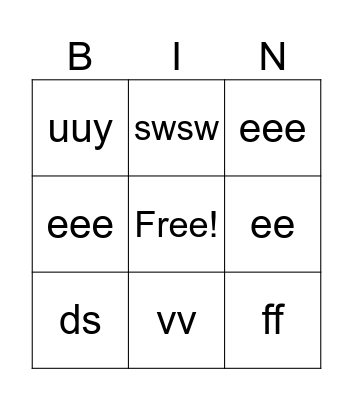 test Bingo Card