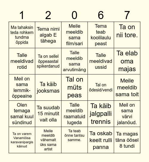 Leia ... Kirjuta tema nimi lahtrisse. Bingo Card