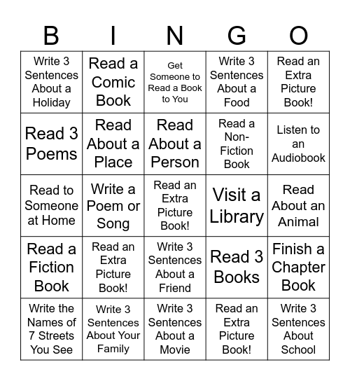 Journey to Learning Reading Bingo! Bingo Card