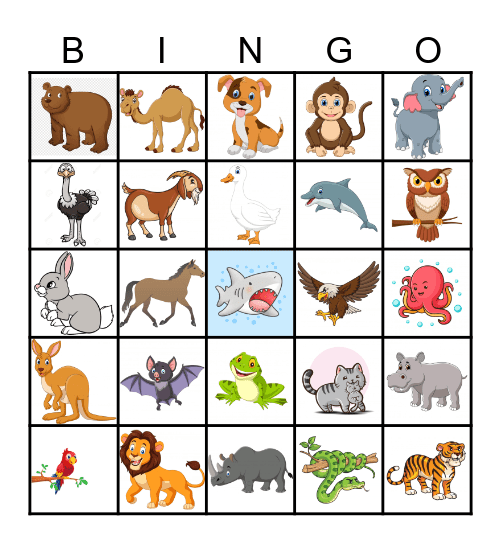 Animal Bingo Card