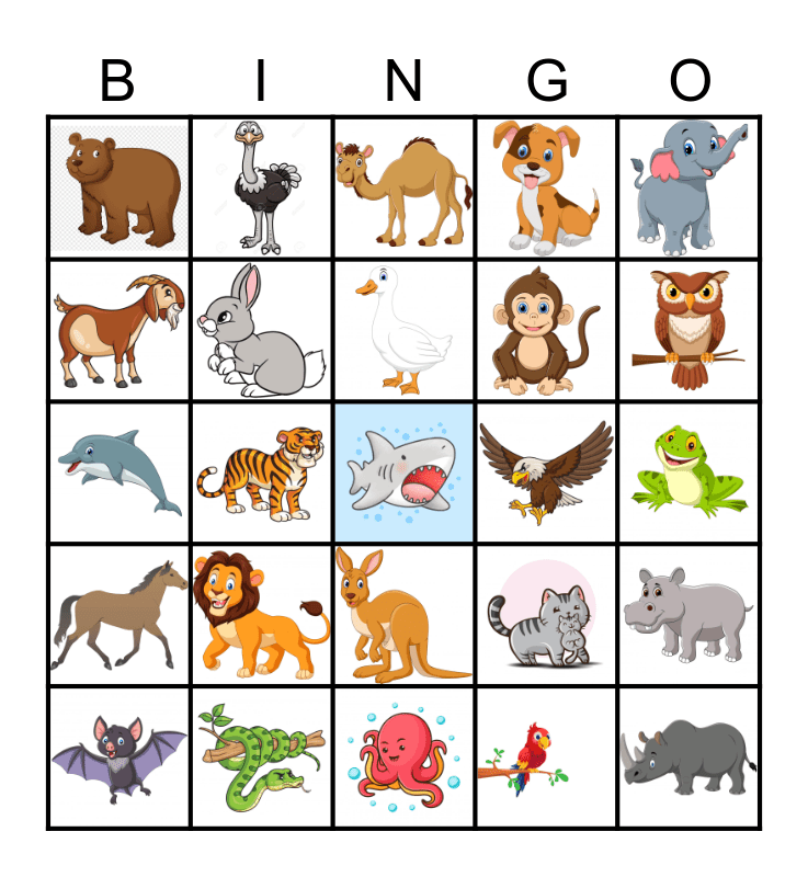 Animal Bingo Card for Free Animal Bingo Cards Printables
