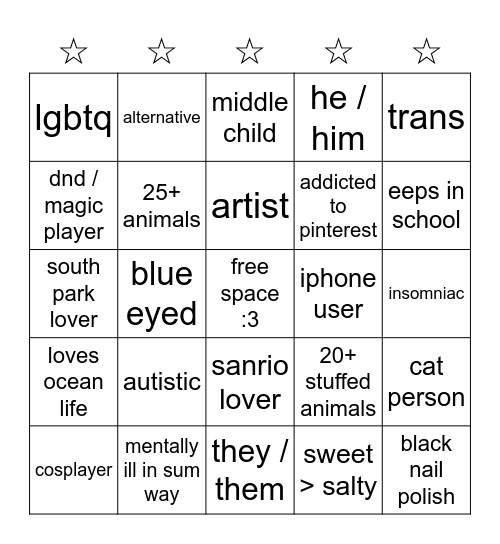 how similar r u 2 me Bingo Card