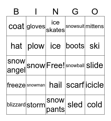 Winter Bingo Card