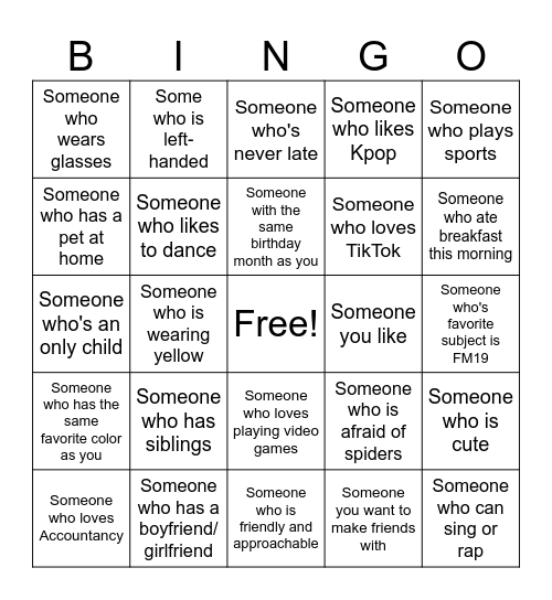 Human Bingo Card