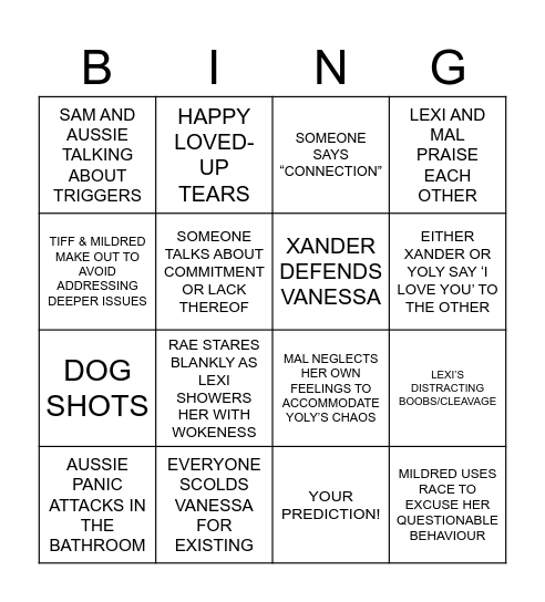 THE ULTIMATUM BINGO Card