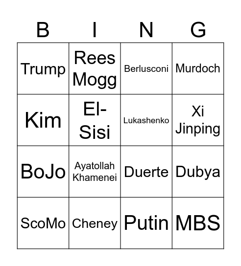 Scumbag Bingo (dead or deposed) Bingo Card