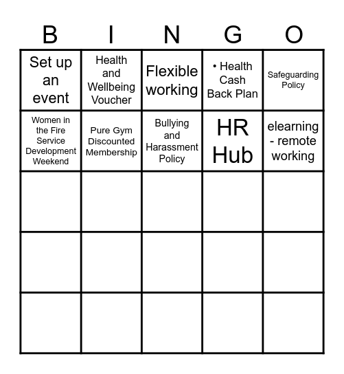 Building Resilience Bingo Card