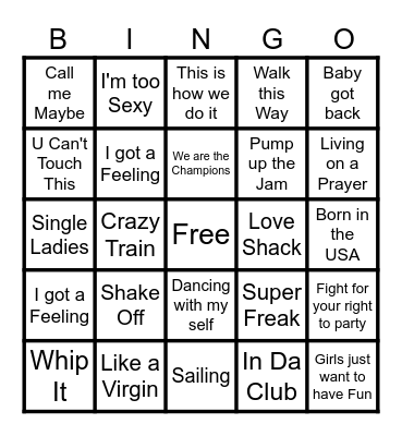 Musical  Bingo Card