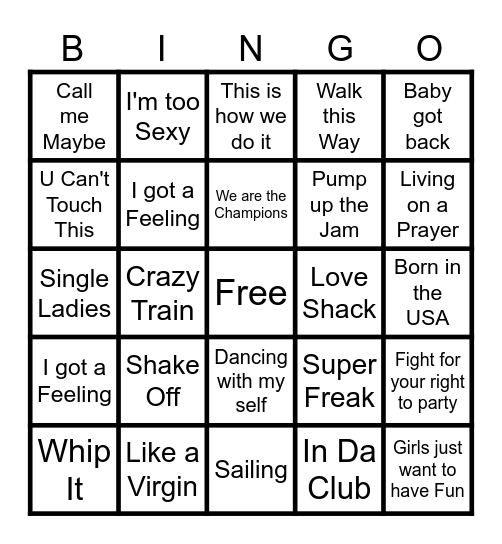 Musical  Bingo Card