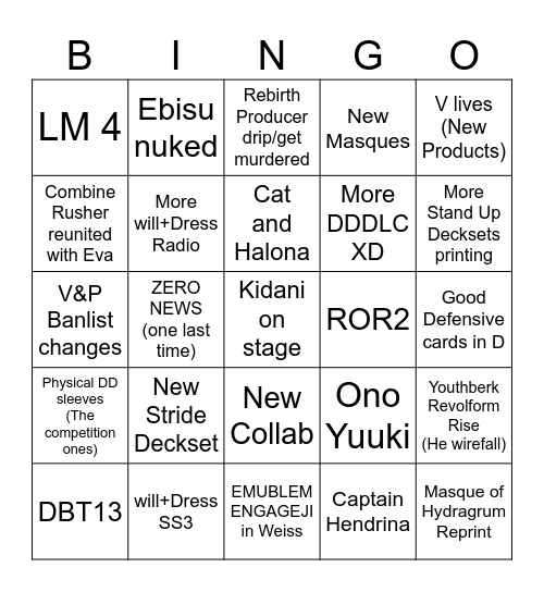 Bushiroad TCG Product Stream June 2023 Bingo Card