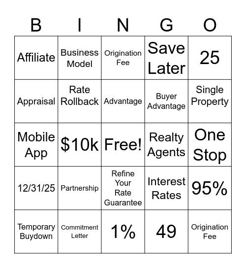 PROSPERITY Bingo Card
