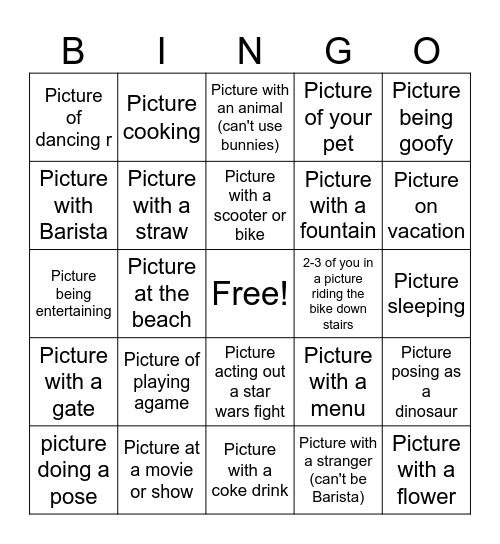 Team Picture Bingo Card