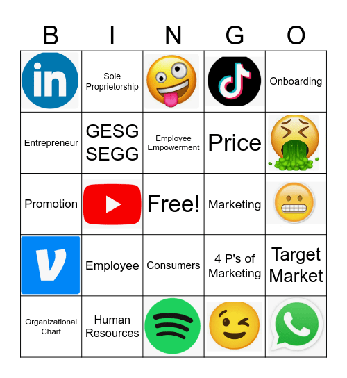 Business Vocab Bingo Card