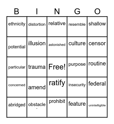 Real Book Bingo Card