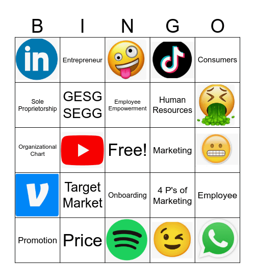 Business Vocab Bingo Card