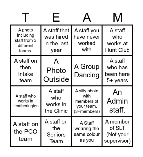 Photo Bingo Card