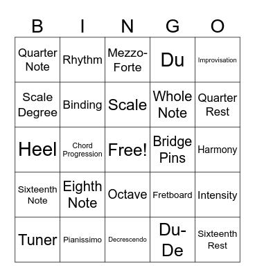 Mr. Gariepy's Music Bingo Card