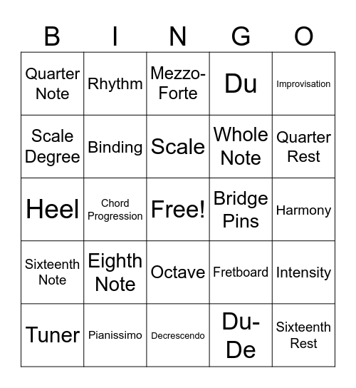 Mr. Gariepy's Music Bingo Card