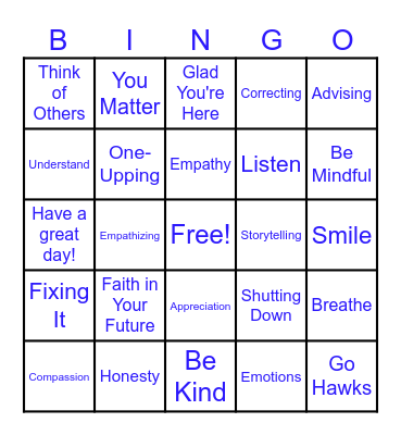 Awareness Bingo Card