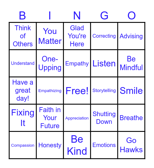 Awareness Bingo Card