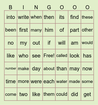 Allison's Bingo Card