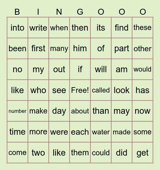 Allison's Bingo Card