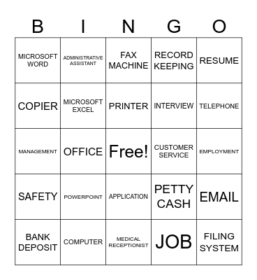 Office Administration Bingo Card
