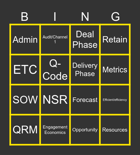 TR Monthly Call Bingo with Denise Bingo Card