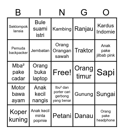 Bingo Kereta Bingo Card