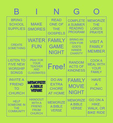 SUMMER BUCKET LIST BINGO Card