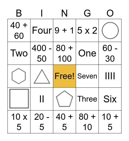 Grade 3 Math Bingo Card