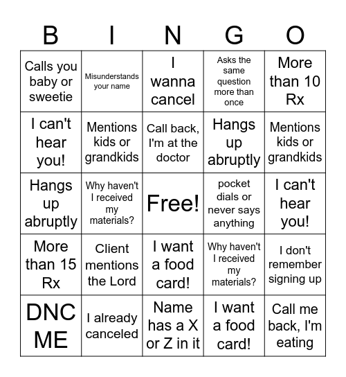 Medicare Bingo Fun Bingo Card