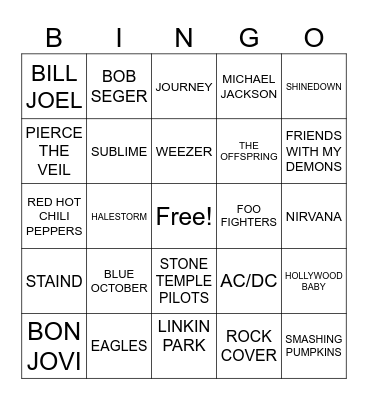 WELLER MUSIC BINGO Card