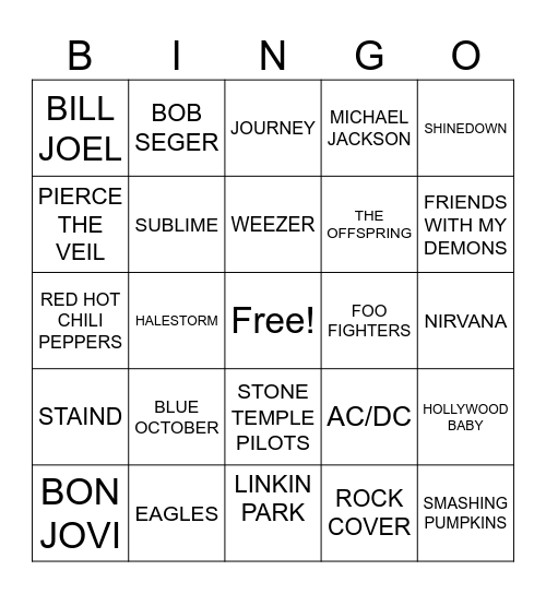 WELLER MUSIC BINGO Card