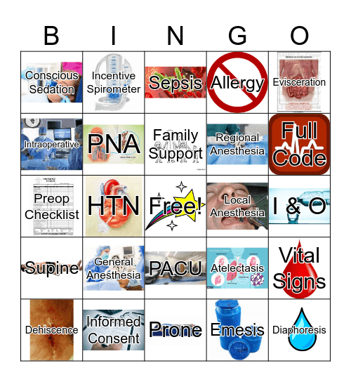 Med-Surg Bingo (Surgical Pt) Bingo Card