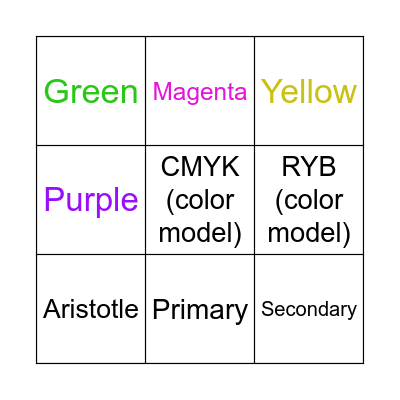 Color Bingo Card