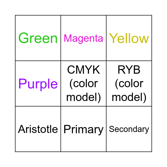 Color Bingo Card