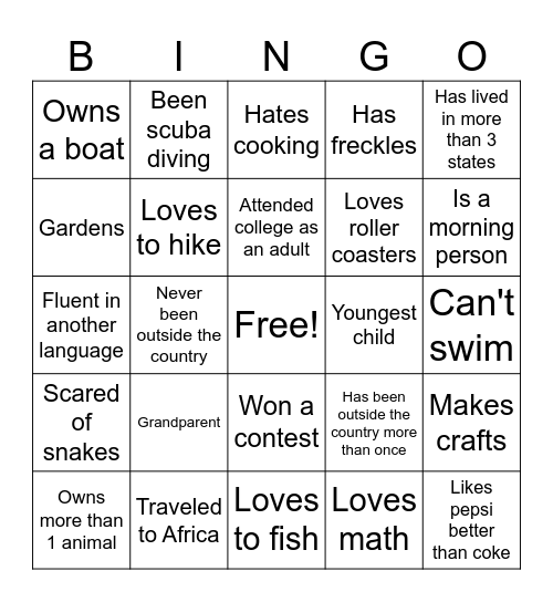 Team BINGO Card