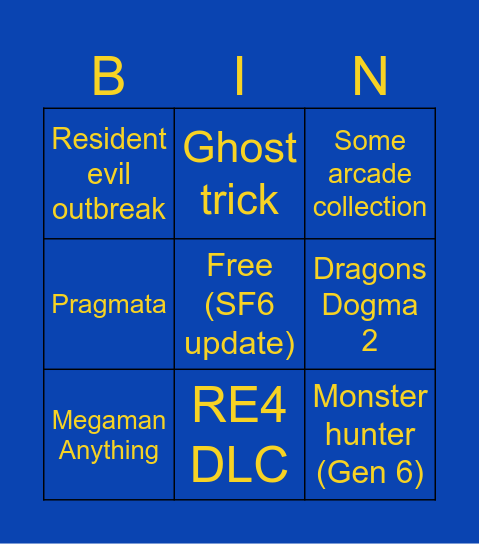 Capcom Bingo Card