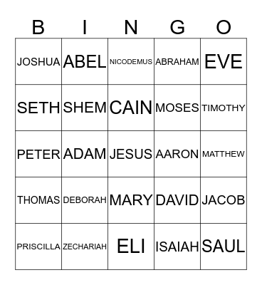 BIBLE CHARACTERS Bingo Card