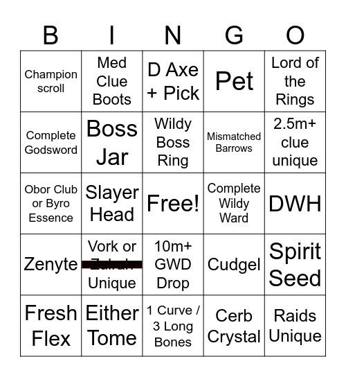 OSRS PvM Bingo Card