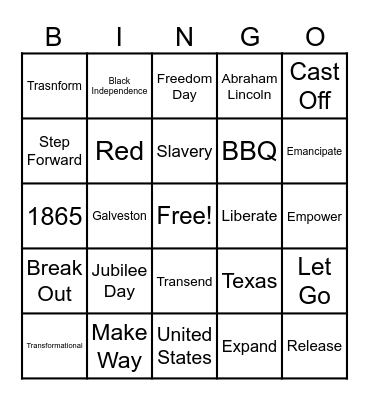 Juneteenth Bingo Card