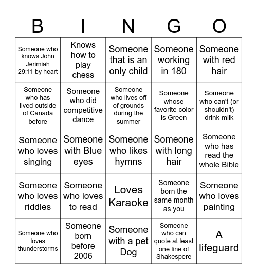 Social Distancing people Bingo Card