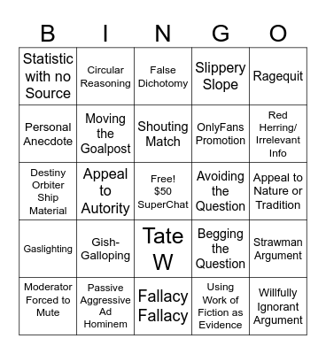 Debate Bingo Card