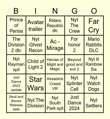 Ubisoft Forward Spk Edition Bingo Card