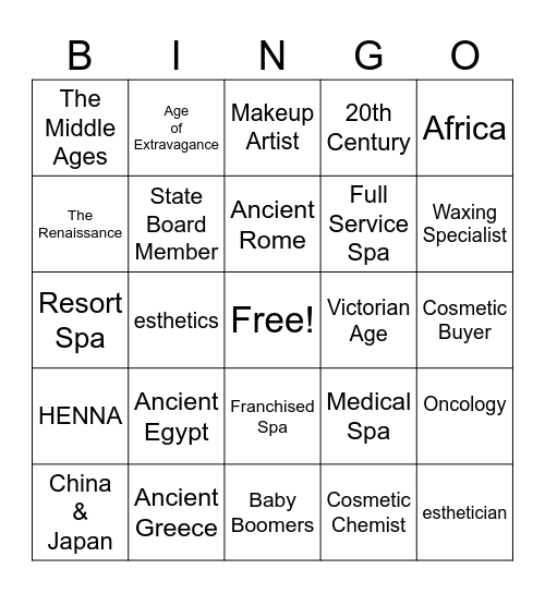 FU CH1 History and Career Opportunities Bingo Card