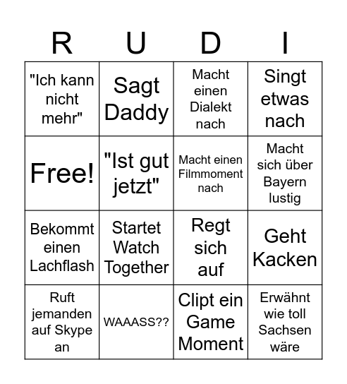 Rudi Bingo Card