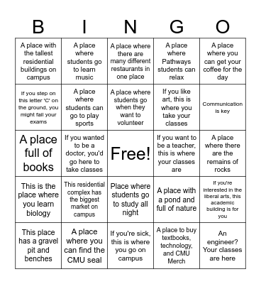 GEAR UP BINGO Card