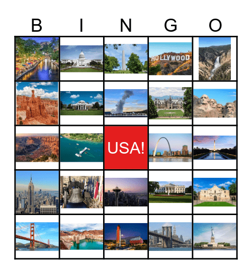 USA LANDMARKS Bingo Card