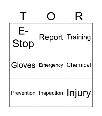 Safety Bingo Card